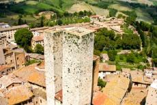 Historic Centre of San Gimignano - Historic Centre of San Gimignano: The Salvucci Towers or the Torri Gemelle, the Twin Towers of San Gimignano. The towers belonged to one of the...