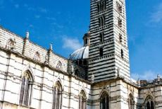 Historisch centrum van Siena - Historisch centrum van Siena: De muren van de Dom van Siena en de campanile zijn gebouwd van zwartgroen en wit marmer, de symbolische...