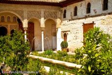 Alhambra, Generalife and Albayzín - The Generalife with the patio de la Acequia, the Courtyard of the Water Channel. The Generalife is situated near the Alhambra, it was...
