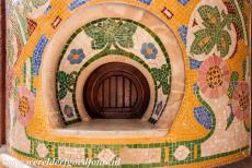 Barcelona, Art Nouveau - Palau de la Música Catalana in Barcelona: The ticket-windows are adorned with floral mosaics, they are situated in the...