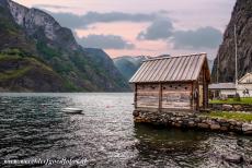 Geirangerfjord and Nærøyfjord - West Norwegian Fjords - Geirangerfjord and Nærøyfjord: A fisherman's hut on the banks of the Nærøyfjord. The...