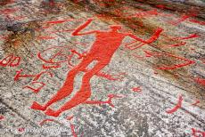 Rotstekeningen van Tanum - Rotstekeningen in Tanum: De Speergod op de rotsen bij Litsleby is 2.30 meter hoog, het is de grootste rotstekening van het Werelderfgoed...