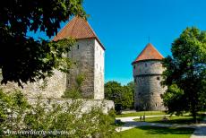 Historisch centrum van Tallinn - Historisch centrum (oude stad) van Tallinn: Een van de torens van de stadsmuur en de Kiek in de Kök. De 15de eeuwse Kiek in de...