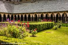 Mont Saint-Michel - Mont Saint-Michel and its Bay: The rectangular cloister of the Abbey of Mont Saint-Michel. The charming cloister garden is surrounded by...