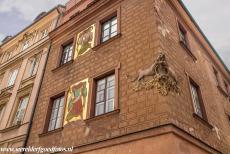 Historisch centrum van Warschau - Historisch centrum van Warschau: Een huis aan het marktplein, de Rynek Starego Miasta. Rynek Starego Miasta met de omringende herenhuizen...