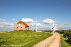 Danish part of the Wadden Sea - Wadden Sea in Denmark: The Ballum Enge watering mills and mill house near Bredebro. In the period 1842 -1965, the mills in the Ballum Enge were...