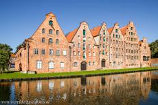 Hanseatic City of Lübeck - Hanseatic City of Lübeck: The Salzspeicher, the salt storehouses, along the Upper Trave River. The six historic storehouses were wholly...