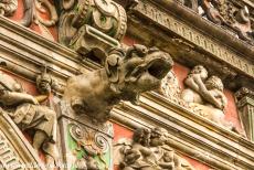 Town Hall and Roland on the Marketplace, Bremen - Town Hall and Roland on the Marketplace of Bremen: One of the gargoyles on the façade of the Old Town Hall of Bremen, the...
