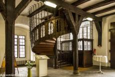 Town Hall and Roland on the Marketplace, Bremen - Town Hall and Roland on the Marketplace of Bremen: A spiral staircase inside the Town Hall of Bremen. The Lower Hall is supported by twelve...