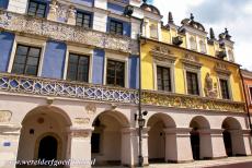 Oude stad van Zamość - Oude stad van Zamość: De Armeense huizen zijn de mooiste huizen aan het marktplein, Rynek Wielki. Het gele gekleurde 'Onder de Madonna...