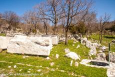 Temple of Apollo Epicurius at Bassae - Numerous ancient stone fragments on the grounds of the Temple of Apollo Epicurius at Bassae. The temple is situated on a rocky outcrop of...