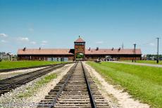 Auschwitz - Birkenau - Auschwitz - Birkenau German Nazi Concentration and Extermination Camp (1940-1945): Behind the 'Gate of Death' lies the unloading ramp...