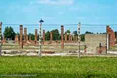 Auschwitz - Birkenau - Auschwitz - Birkenau: Van de houten barakken staan alleen nog de stenen schoorstenen. Het bekendste slachtoffer van de Holocaust, de systematische...