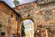 Vicenza and the Palladian Villas of the Veneto - City of Vicenza and the Palladian Villas of the Veneto: The entrance gate of the Teatro Olimpico viewed from the courtyard. The Palazzo...