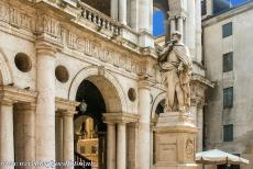 Vicenza and the Palladian Villas of the Veneto - The statue of the Italian architect Andrea Palladio in front of the Basilica Palladiana in the city of Vicenza. Andrea Palladio is regarded...