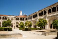 Monastery of Alcobaça - The Monastery of Alcobaça: The courtyard garden, the Gothic fountain house and the Cloister of King Dinis, also named the...