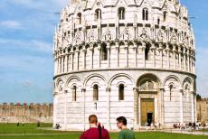 Piazza del Duomo, Pisa - Piazza del Duomo in Pisa: The Baptistery of St. John is the largest baptistery in Italy. The marble baptistery was built in the...