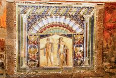 Archeologische sites van Pompeii en Herculaneum - Archeologische opgravingen van Pompeii, Herculaneum en Torre Annunziata: Een van de huizen in Herculaneum is verfraaid...