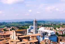 Historic Centre of Siena - Historic Centre of Siena: Siena Cathedral and the campanile, the bell tower, were constructed of blackish-green and white...