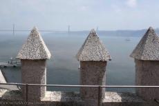 Tower of Bel&eacute;m - The 25 de Abril Bridge&nbsp;viewed from the Tower of Bel&eacute;m, a 16th-century tower in Lisbon, built on a small island in the River...