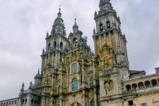 Santiago de Compostela (Old Town) - Santiago de Compostela (Old Town): The fa&ccedil;ade with the three imposing towers of the Cathedral of Santiago de Compostela. The 12th-century...