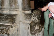 Santiago de Compostela (Old Town) - Cathedral of Santiago de Compostela: The statue&nbsp;of Santo dos Croques (Saint of the Bumps on the Head) was sculpted by Master Mateo, who also...