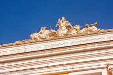 Augustusburg Castle at Brühl - Castles of Augustusburg and Falkenlust in Brühl: The roofline of Augustusburg Castle. The castle is lavishly decorated both...