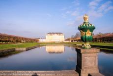 Augustusburg Castle at Br&uuml;hl - Castles of Augustusburg and Falkenlust at Br&uuml;hl: The huge Mirror Pool in Augustusburg Park; Augustusburg&nbsp;Castle is...