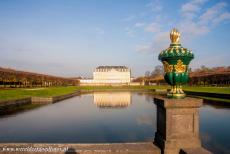 Augustusburg Castle at Brühl - Castles of Augustusburg and Falkenlust at Brühl: The huge Mirror Pool in Augustusburg Park, Augustusburg Castle is...