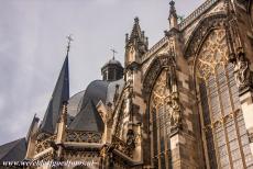 Aachen Cathedral - The exterior of Aachen Cathedral with the Palatine Chapel in the center, the chapel is the oldest part of the cathedral....