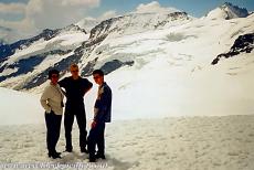 Swiss Alps Jungfrau-Aletsch - Swiss Alps Jungfrau-Aletsch region: A walk on the eternal snows of the Jungfraujoch, in the background the giant ice flow of the Aletsch...