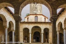 Euphrasian Basilica in Poreč - Historic Centre of Poreč: The atrium and the 5th century baptistery of the episcopal complex of the Euphrasian Basilica, the buildings of the...