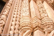 Cathedral of St James in Šibenik - The Cathedral of St. James in Šibenik: A detail of the beautiful sculpted Lion Gate, the northern entrance of the cathedral. The form and...