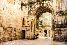 Palace of Diocletian in Split - Historical Complex of Split with the Palace of Diocletian: The Porta Aurea is the Golden Gate, the main entrance to the Palace of...