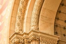 Speyer Cathedral - A detail of the fine sculptures of the main entrance portal of the Westwerk of Speyer Cathedral. The Westwerk is the monumental west facing...