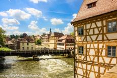 Town of Bamberg - The half-timbered Corporal House of the Old Town Hall (on the right hand side) of the town of Bamberg. The Old Town Hall was built in the middle...