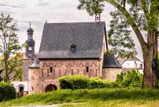 Abbey of Lorsch - Abbey and Altenm&uuml;nster of Lorsch: The King's Hall, also K&ouml;nigshalle or&nbsp;Torhalle&nbsp;seen from the herb garden. The King's...