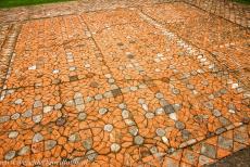 Studley Royal Park - ruins of Fountains Abbey - Studley Royal Park&nbsp;including the ruins of Fountains Abbey: The&nbsp;13th century ceramic floor tiles of the abbey. These&nbsp;decorative...