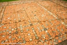 Studley Royal Park - ruins of Fountains Abbey - Studley Royal Park including the ruins of Fountains Abbey: The 13th century ceramic floor tiles of the abbey. These decorative...