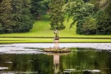 Studley Royal Park - ruins of Fountains Abbey - Studley Royal Park including the ruins of Fountains Abbey: The statue of Neptune reflected in the water of the Moon Pond There&nbsp;are several...
