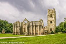 Studley Royal Park - ruins of Fountains Abbey - Fountains Abbey is one of the largest monastic ruins in Britain. The abbey was founded in 1132. The ruins of Fountains Abbey are largely of...