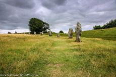  Avebury Stone Circles - Avebury Stone Circles and Henge:&nbsp;Several standing stones&nbsp;of the Great Outer Stone Circle, on the left hand side the circular&nbsp;ditch....