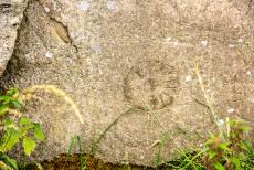 Bend of the Boyne - Dowth - Brú na Bóinne - Archaeological Ensemble of the Bend of the Boyne: A tiny detail of an engraved kerbstone at the...