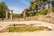 Archaeological Site of Olympia - Archaeological Site of Olympia: The Temple of Hera and the altar where the Olympic flame is lit by the sun. The temple was erected around 590 BC....