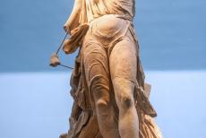 Archaeological Site of Olympia - The statue of Nike of Paionios, the Greek goddess of victory, is exhibited in the Archaeological Museum of Olympia, the statue was made from...