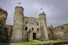 Harlech Castle - Castles and Town Walls of King Edward in Gwynedd: The Gate House of Harlech Castle&nbsp;viewed from the inner ward. The back of the gate house was...