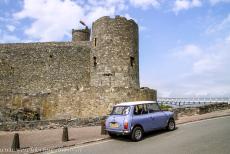 Harlech Castle - A classic Mini Authi in front of Harlech Castle. A new bridge was installed at Harlech Castle in January 2015. The steel footbridge replaces the...
