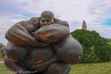 Tower of Hercules - El Guardian sculpture by the Galician artist Ramón Conde, the Tower of Hercules is visible in the background. The young Pablo Picasso...