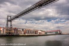 Vizcaya Bridge - The Vizcaya Bridge and its gondola hovering above the river Nervión. The Vizcaya Bridge spans the mouth of the river Nervión. The...