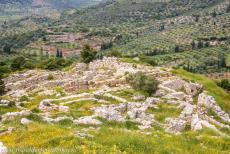 Archaeological Site of Mycenae - Archaeological Site of Mycenae: View of the lower city from the Citadel of Mycenae. Mycenae is situated on the Peloponnese Peninsula in...